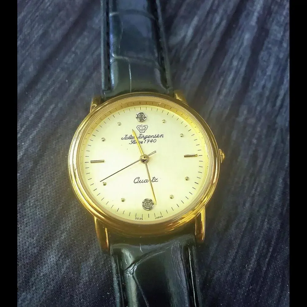 Rare‎ 1970s Jules Jurgensen Men’s 377 Gold Diamond Dial Watch